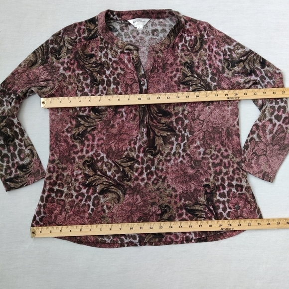Northern Reflections Women's Leopard Blouse Size Large Pink Brown - Picture 7 of 11